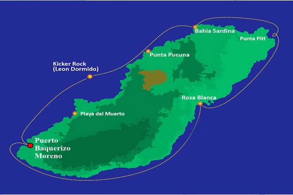 mapa del tour 360 galapagos